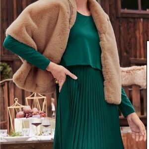 NWT, medium, forest green, pleated dress